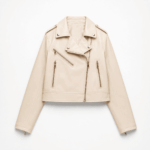 White Women's Sheepskin Motorcycle Leather Biker Jacket