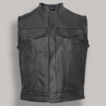 Men Black Leather Vest