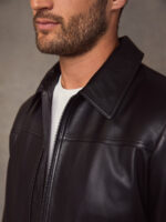 Men Vintage Black Leather Jacket - Image 3