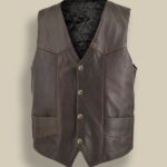 Men Brown Classic Biker Vest