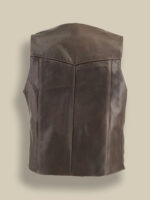 Men Brown Classic Biker Vest - Image 2