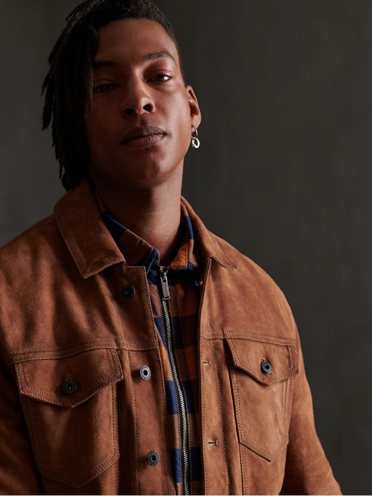 men-brown-suede-jacket.jpg Brown Leather Jacket - Image 1