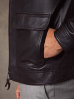 Men Vintage Black Leather Jacket - Image 4