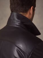 Men Vintage Black Leather Jacket - Image 5