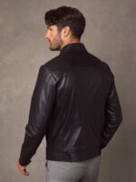 Men Vintage Black Leather Jacket - Image 6