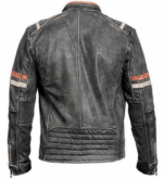 Men's Cafe Racer Distressed Leather Jacket In Black - Image 2