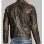 Men's Cafe Racer Leather Vintage Jacket In Brown - Image 2