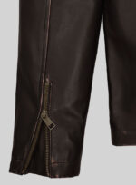 Men's Motorcycle Vintage Leather Jacket In Coffee Brown - Image 4
