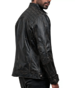Men's Vintage Motorcycle Leather Jacket In Black - Image 3