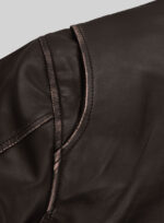 Men's Motorcycle Vintage Leather Jacket In Coffee Brown - Image 5