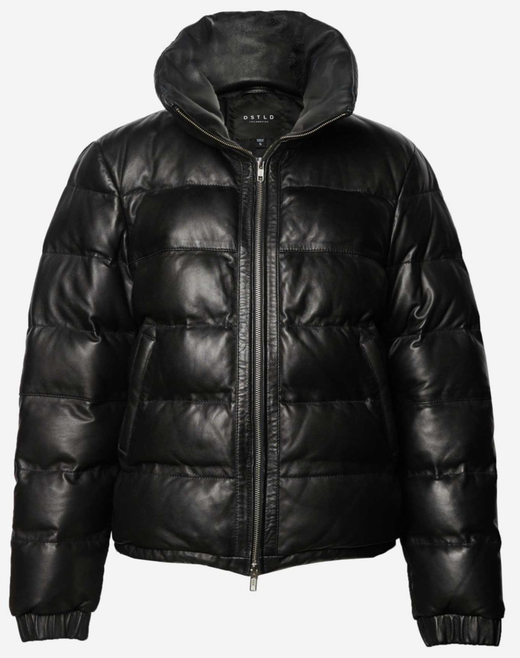 puffer-jacket-24.png Mens Leather Puffer Jacket In Black - Image 1