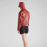Women's Red Sheepskin leather biker jacket - Image 2