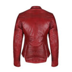 Women Red B3 Sheepskin Leather Biker Jacket - Image 2