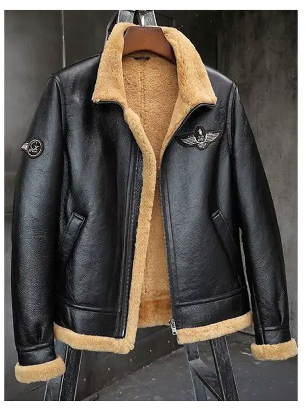 shearling-leather-coat-1_08885c7e-420c-4863-aa9d-6552c287f5c8.jpg Mens Sheepskin Motorcycle Shearling Leather Bomber Jacket - Image 1