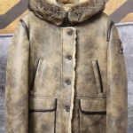 Mens Hooded Shearling Collar Leather Bomber Jacket
