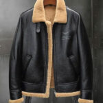 Mens Thick Winter Motorcycle Shearling Fur Leather Jacket Coat