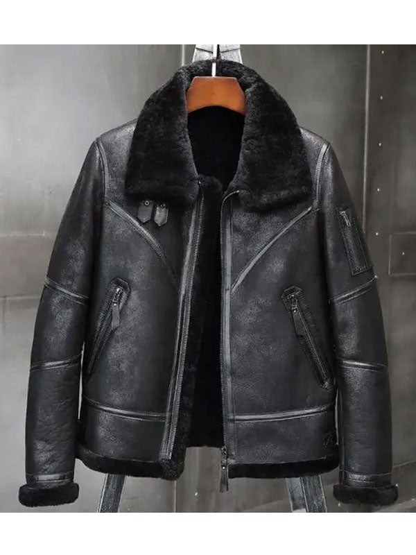 shearling-leather-coat-1_7d1db579-4ac9-4dfd-9d9f-a25a98366652.jpg Aviator Winter Coat Fur Bomber Leather Jacket - Image 1