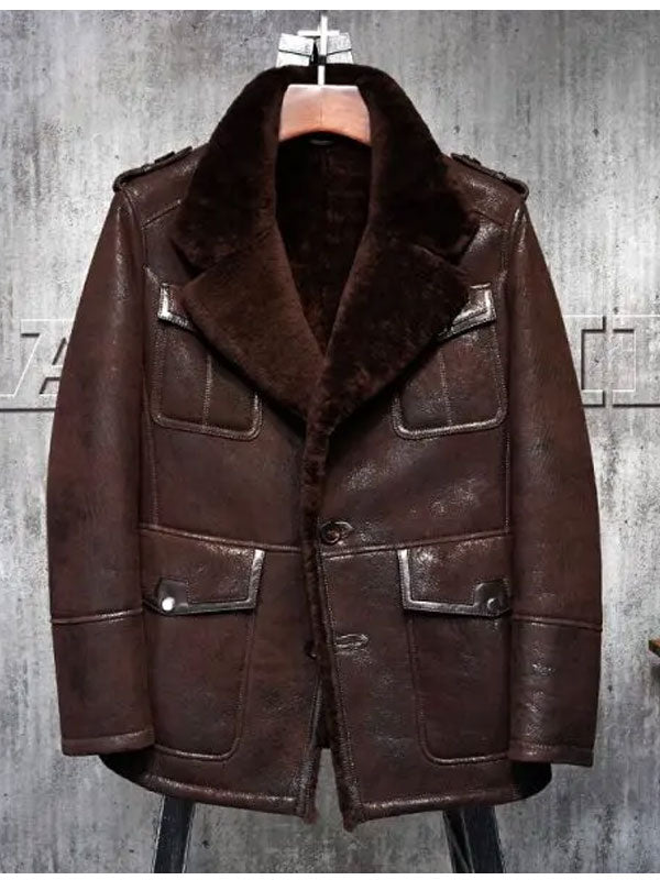 shearling-leather-coat-1_8f610534-7ffd-4d38-844c-00a45b00cc9b.jpg Men's B3 Pilot Aviator Sheepskin Leather Bomber Jacket - Image 1