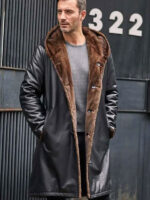 Cowhide Shearling Fur Parkas Hooded Leather Coat