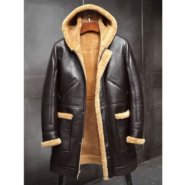 shearling-leather-coat-1_e680df5d-ee92-4557-9ca8-a66d6333f803.jpg Mens RAF Hooded Shearling Fur Sheepskin Leather Long Jacket Winter Coats - Image 1