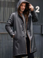 Cowhide Shearling Fur Parkas Hooded Leather Coat - Image 4
