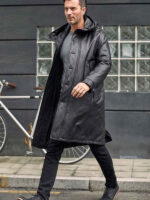 Leather Down Jacket Long Winter Overcoat Warm Oversize Outwear - Image 4