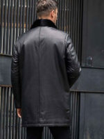 Mink Fur Coat Long Fur Outwear Black Leather Overcoat - Image 5