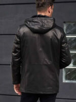 Mink Fur Overcoat Oversize Winter Outwear Long Black Leather Jacket - Image 5