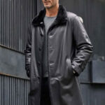 Black Fur Leather Parkas Long Trench Coat