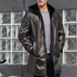 Mens Fur Coat Green Leather Overcoat Hooded Wool Parkas Warmest Winter Outwear
