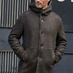Mink Fur Coat Warm Winter Overcoat Oversize Parkas Hooded Black Leather Outwear