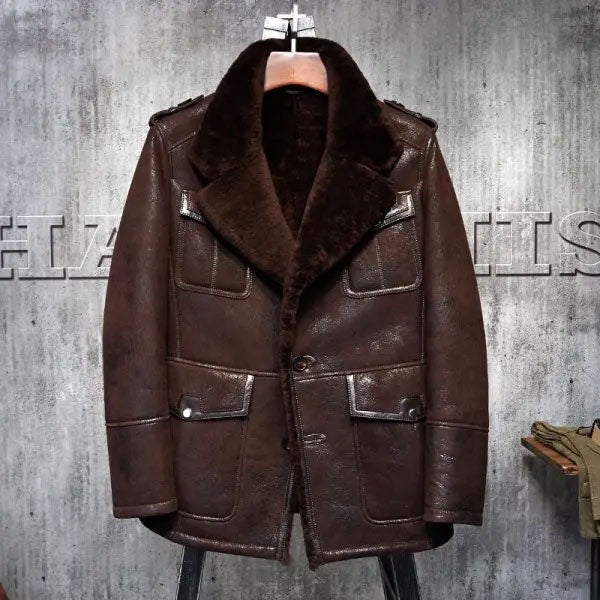 shearling-leather-coat1_bd34da44-d3b2-4de8-a69d-9bc4f9fb0bc2.jpg Mens Pilot’s Leather Aviator B3 Sheepskin Flying Bomber Jacket - Image 1