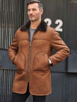 Winter Outwear Natural Sheepskin Leather Jacket Hooded Fur Overcoat - Image 2