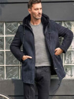 Leather Jacket Warm Wool Overcoat Long Winter Outwear Hooded Sheepskin Parkas - Image 2