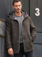 Mink Fur Coat Warm Winter Overcoat Oversize Parkas Hooded Black Leather Outwear - Image 2