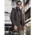Men's Hooded Shearling Leather Long Trench Coat - Image 2