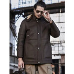 Men's Hooded Shearling Leather Long Trench Coat - Image 3