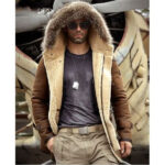 Men's Bomber Hooded Mink Fur Shearling Leather Long Jacket Coat - Image 3