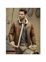 Men Sheepskin Shearling Motorcycle Leather Jacket - Image 3