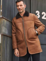 Winter Outwear Natural Sheepskin Leather Jacket Hooded Fur Overcoat - Image 3