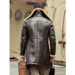 B3 Flight Sheepskin Aviator Long Mens Winter Coats Fur Bomber Leather Jacket - Image 4