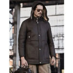 Men's Hooded Shearling Leather Long Trench Coat - Image 4