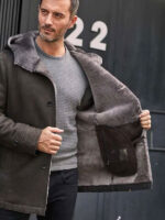 Mink Fur Coat Warm Winter Overcoat Oversize Parkas Hooded Black Leather Outwear - Image 4