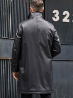 Black Fur Leather Parkas Long Trench Coat - Image 4