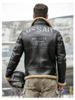 Mens Thick Winter Motorcycle Shearling Fur Leather Jacket Coat - Image 4
