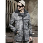 Men's Hunting Leather Shearling Bomber Trench Coat - Image 5