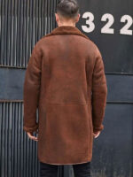 Winter Brown Fur Leather Long Trench Overcoat Outwear - Image 5