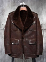 Mens Pilot’s Leather Aviator B3 Sheepskin Flying Bomber Jacket - Image 5