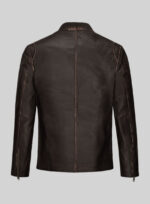 Men's Motorcycle Vintage Leather Jacket In Coffee Brown - Image 3