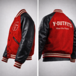 Baseball Hooded Red and Black Varsity Jacket - Image 3